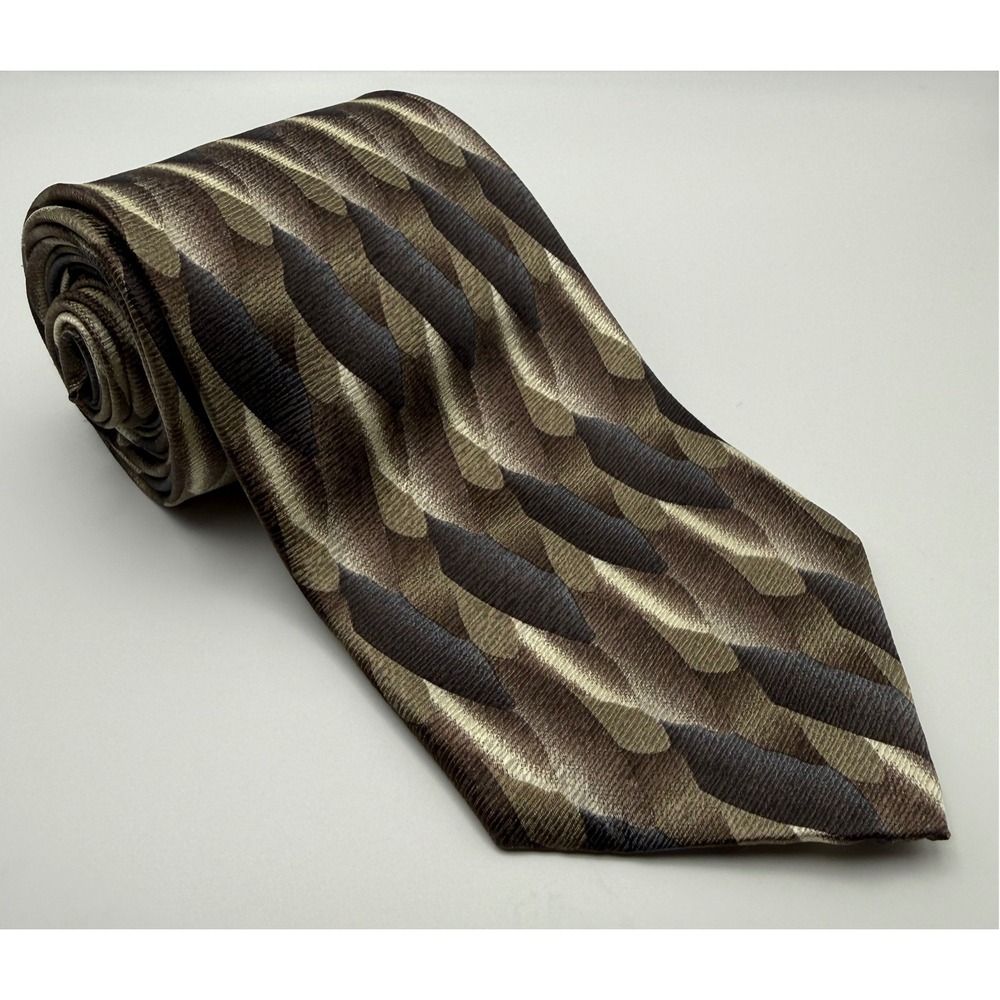 Contissima Mens Silk Tie Geometric Pattern Extra Long Hand Made 4 Inch-2506